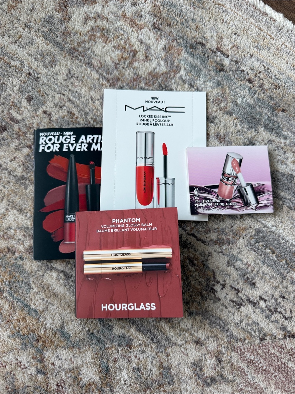 Hourglass, Makeup Forever, MAC and Ysl Lip samples
